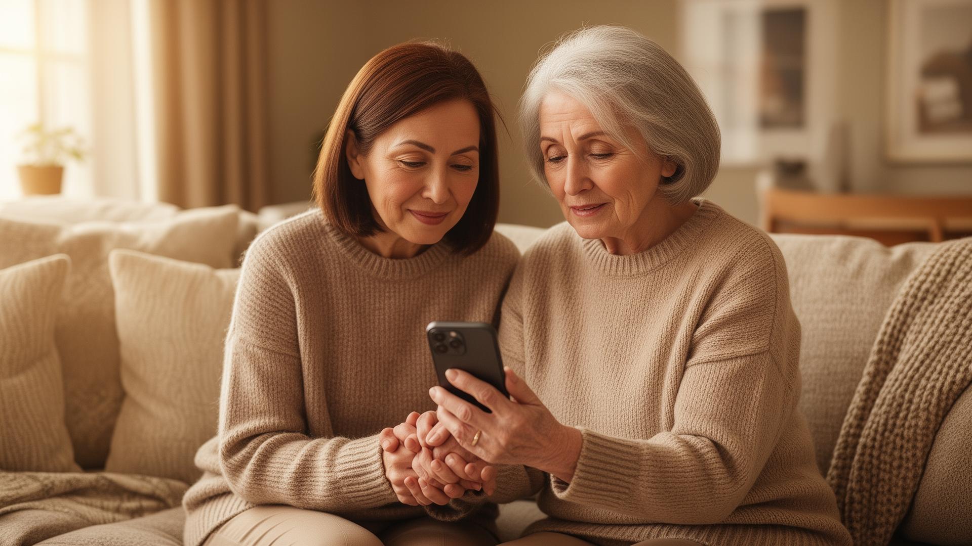 Family following an elderly relative's live readings in the app
